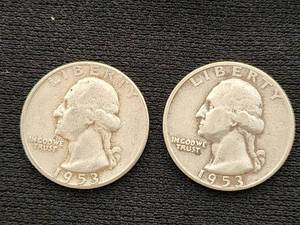 1953 Washington Quarter Dollar Coins