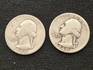 1940 and 1942 U.S. Washington Quarter Coins