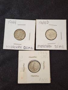 1944 Mercury Dimes Including 1944D and UNC
