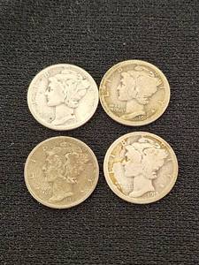 Mercury Dimes 1916, 1918,1941, 1942