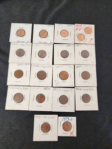 Lot of Lincoln Pennies Including 1970s Small Date, 1960D Large Date, and 1973-S Off-Center Error Coins