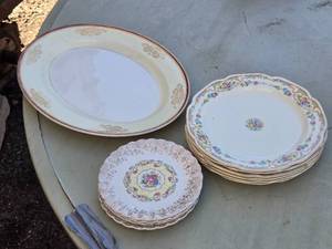 Set of Vintage China Dinnerware Including Homer Laughlin, Limoges, and Knowles