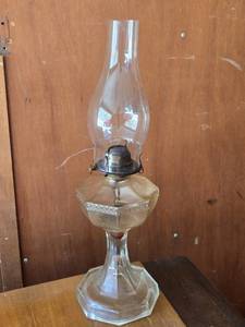 Antique Glass Oil Lamp with Chimney
