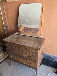 Antique Wooden Dresser with Mirror