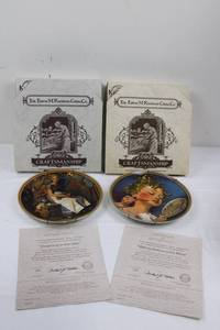 Edwin M. Knowles Craftsmanship Norman Rockwell Plates Pair - Dreaming in the Attic & Making Believe
