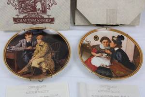 Knowles Norman Rockwell Rediscovered Women Plates - Confiding in the Den & Gossiping in the Alcove (Lot of 2)