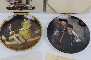 Norman Rockwell Plates - The Music Maker & Pondering on the Porch - Edwin M. Knowles China Co.
