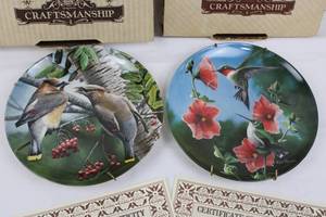 Edwin M Knowles Craftsmanship Plates - Cedar Waxwing & Hummingbird by Kevin Daniel