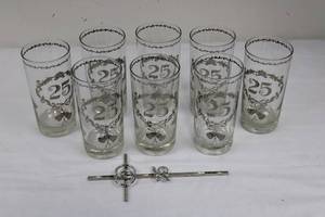 Glass Tumblers - 25th Anniversary Pattern (Lot of 7)