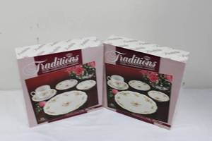 Traditions Moss Rose 5 Pc Place Set (Lot of 2) - Fine Porcelain China