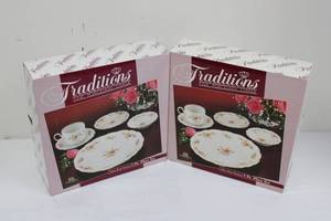 Traditions Moss Rose Pattern 5 Pc Place Sets (Lot of 2)
