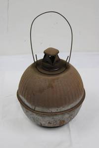 Vintage Kerosene Lantern with Hanging Ring - Rusted Dome Globe