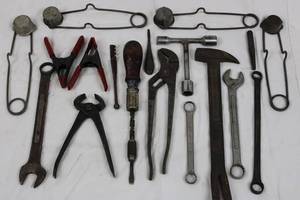 Vintage Hand Tools Set - Wrenches, Pliers, Hammers, Screwdrivers & Drill