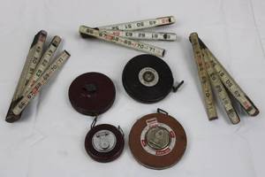 Vintage 50 ft Tape Measures - EvansAnchorLufkin Round Metal Cases