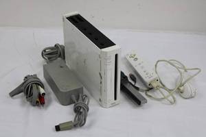 Nintendo Wii Console (White) with Power Brick, AV Cables, Nunchuk & Remote (does not read discs)