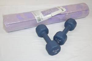 CAP 3-Lb Dumbbells & Yoga Mat (Lot of 3)
