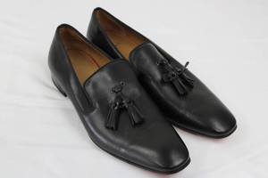 Christian Louboutin Black Leather Tassel Loafers - Size 42 - Made in Italy