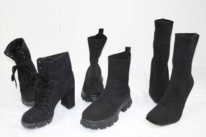 Boots - Black Knit Sock Boots & Lace-Up Boots Size 8