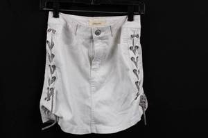 Labijou White Mini Skirt - Side Lace-Up Detailing - Size S - Made in Vietnam