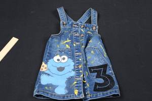 Wonder Nation Denim Jumper Dress 2T - Cookie Monster Graphic