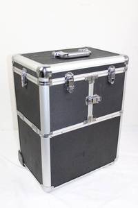 Flight Case with Fold-Out Tray System - Black with Aluminum Edges (15 x 10 x 20 in)