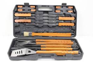Wooden-Handled Carving & BBQ Tool Set in Plastic Case - Multi-Piece