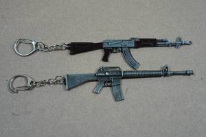 2 Mini Metal AK-47 Keychains - 4.5 Long