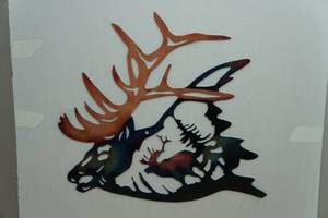 Laser Cut Steel Colorized Elk Wall Dcor - 10.5x10