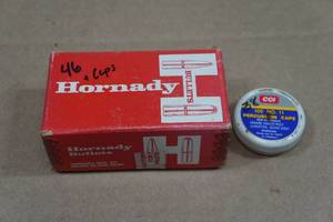 46 Hornady .451 Lead Balls with 38 Percussion Caps