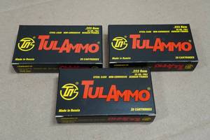 60 TulAmmo .223 Rem 55 Gr FMJ Steel Case Ammo