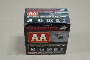 25 Winchester AA 12 Gauge 2-34 Low Recoil 8 Shot Shotshells