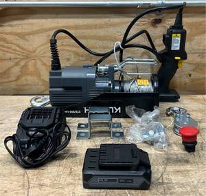 Klutch Cable Hoist Kit, KLiQ 20V, Battery-Powered, 275-Lb. Single-Line550-Lb. Double-Line Capacity, 39ft.19.5ft. Lift Height, Brushless, 2.0Ah #6077261 Msrp $299.99