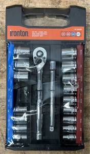 Ironton 38in.-Drive Socket Set, SAE, Metric, 20-Pc. #6194361 Msrp $32.99 see description