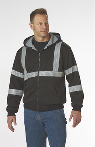 Tough Duck Safety Mens Class 1 High Visibility Thermal-Lined Hoodie, Black, Large #90372RBLKL Msrp $79.99 see description