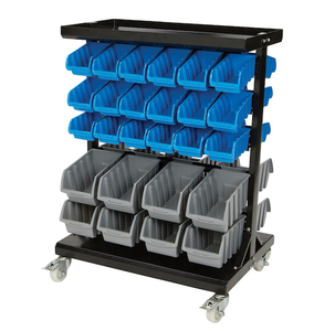 Strongway Double-Sided 52-Bin Rolling Bulk Storage Rack, 27-14in.L x 19-34in.W x 37-12in.H #4973758 Msrp $174.99