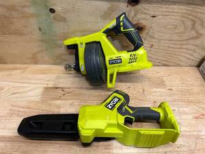 RYOBI Drain Auger and 18V 6  Pruning Chainsaw Non-working (lot of 2)