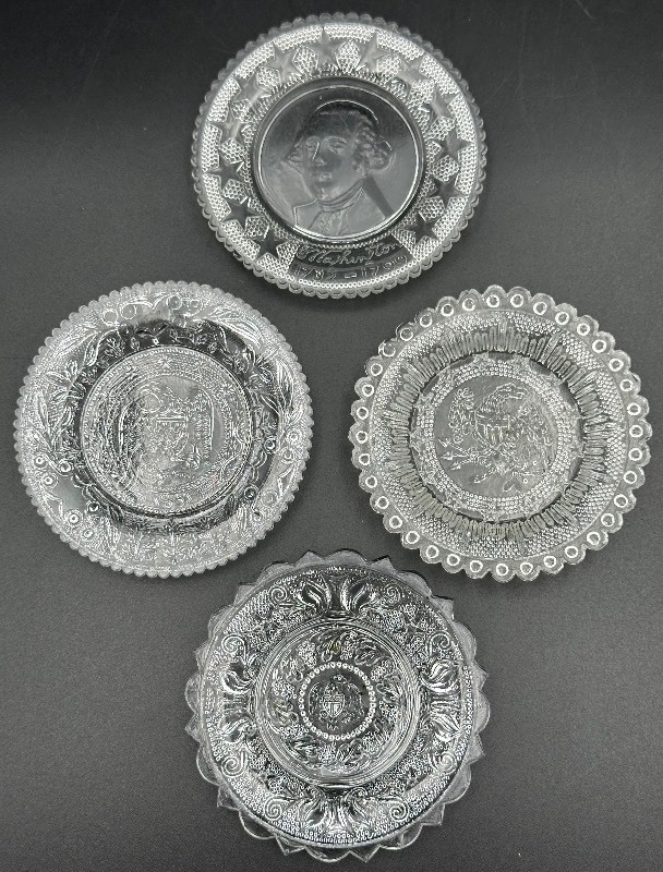 Antique Early American Pressed Glass Cup Plates - Lot of 4