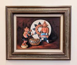 EI Heatwole Hopi Doll Painting - Framed Canvas