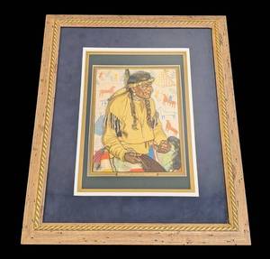 Lazy Boy-Medicine Man Print, Glacier National Park, Framed