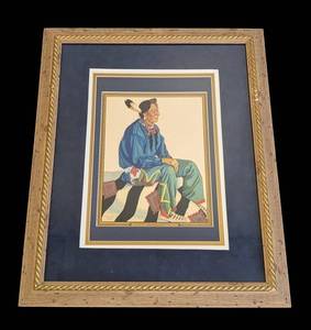 Chief Two Guns White Calf Print - Winold Reiss Glacier National Park Framed