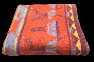 Vintage Tribal Geometric Wool Blanket - Southwestern Style