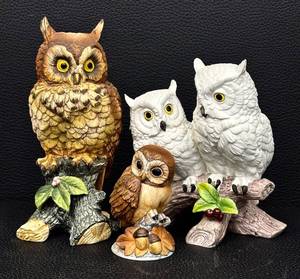 Owl Figurines - Owl by Andrea 6350 & 3203 (Lot of 4)