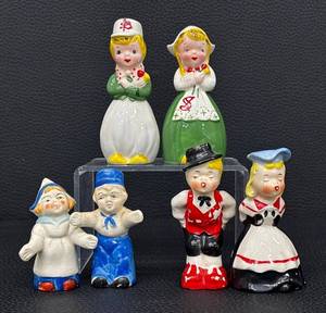 Vintage Salt & Pepper Shaker Set - 3 Pairs, 4 in Tall - Ceramic Figures