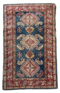 Blue & Red Diamond Medallion Persian-Style Area Rug 64 x 39 in