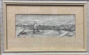 George Ahgupuk Framed Artwork, Signed, Reinder Skin