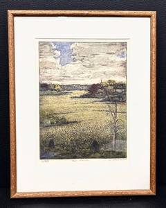 Carl Homstad Framed Landscape Woodblock Print, The Marsh