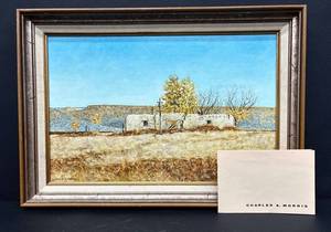 Charles A. Morris Landscape Painting - Desert Adobe Ruins (1973)