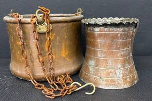 Vintage Hanging Planter & Water Pitcher - BrassCopper
