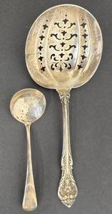 Gorham Gotham Sterling Slotted Spoon 7.25in & Birks Sterling Spoon 4.75in