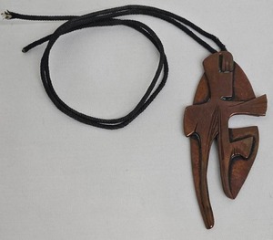 Copper Pendant Necklace on Leather Cord - 21 in Overall, 3.25 in Pendant